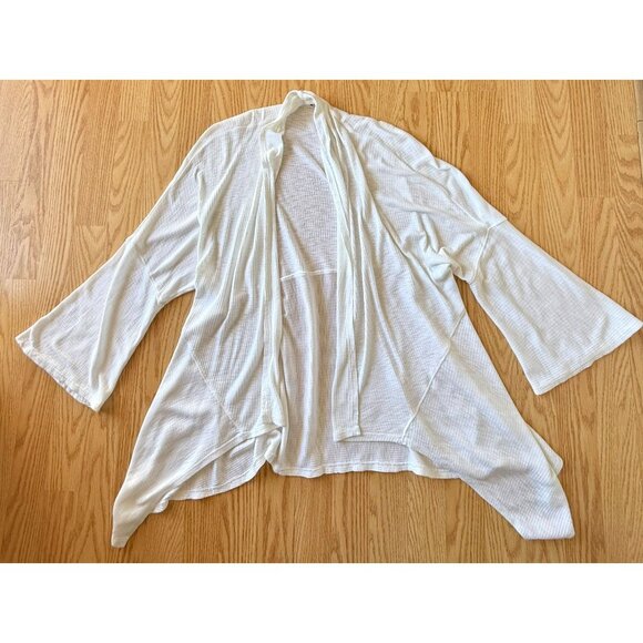 Michael Stars Cardigan OS White Open Front Lightweight Layering Top Made in USA - Picture 2 of 8